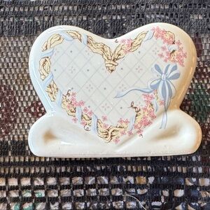 House of Lloyd 1989 Heart Shaped Ceramic Decor with Floral Design